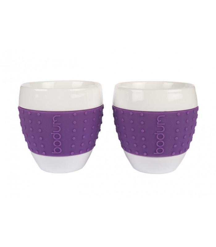 2 tasses en porcelaine Bodum avec bande de silicone 2 tasses en porcelaine Bodum avec bande de silicone